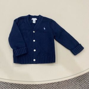 Ralph Lauren 100% Cotton V-Neck Cardigan (18M, Refined Blue)